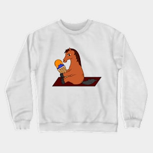 Horse with Waffle Ice Cream Crewneck Sweatshirt